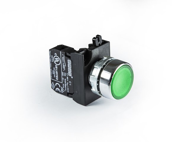 CM Series Metal 1NO Spring Flush Green 22 mm Control Unit